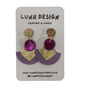 Gold Stud Cleopatra Earrings - Metallic Gold and Purple Leather by Luna Design