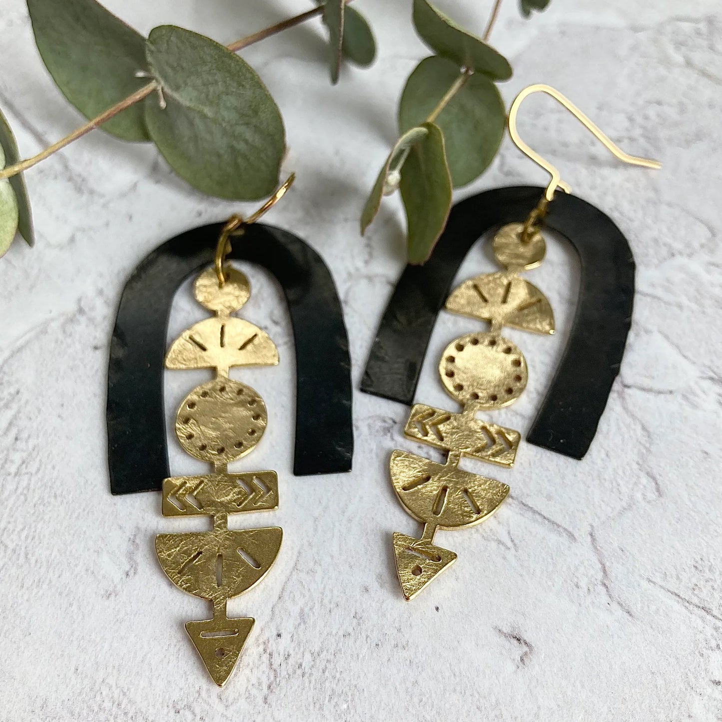 Lexicon Black and Brass Statement Earrings by Stuff Made From Things