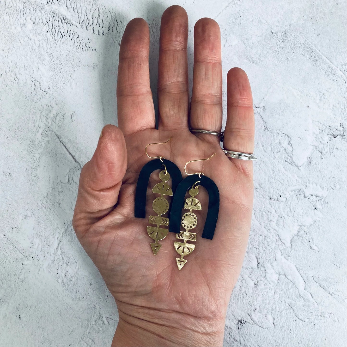 Lexicon Black and Brass Statement Earrings by Stuff Made From Things