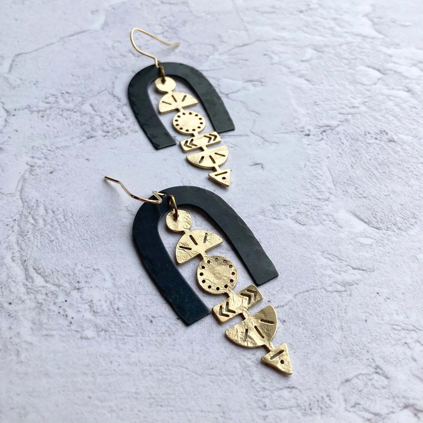 Lexicon Black and Brass Statement Earrings by Stuff Made From Things