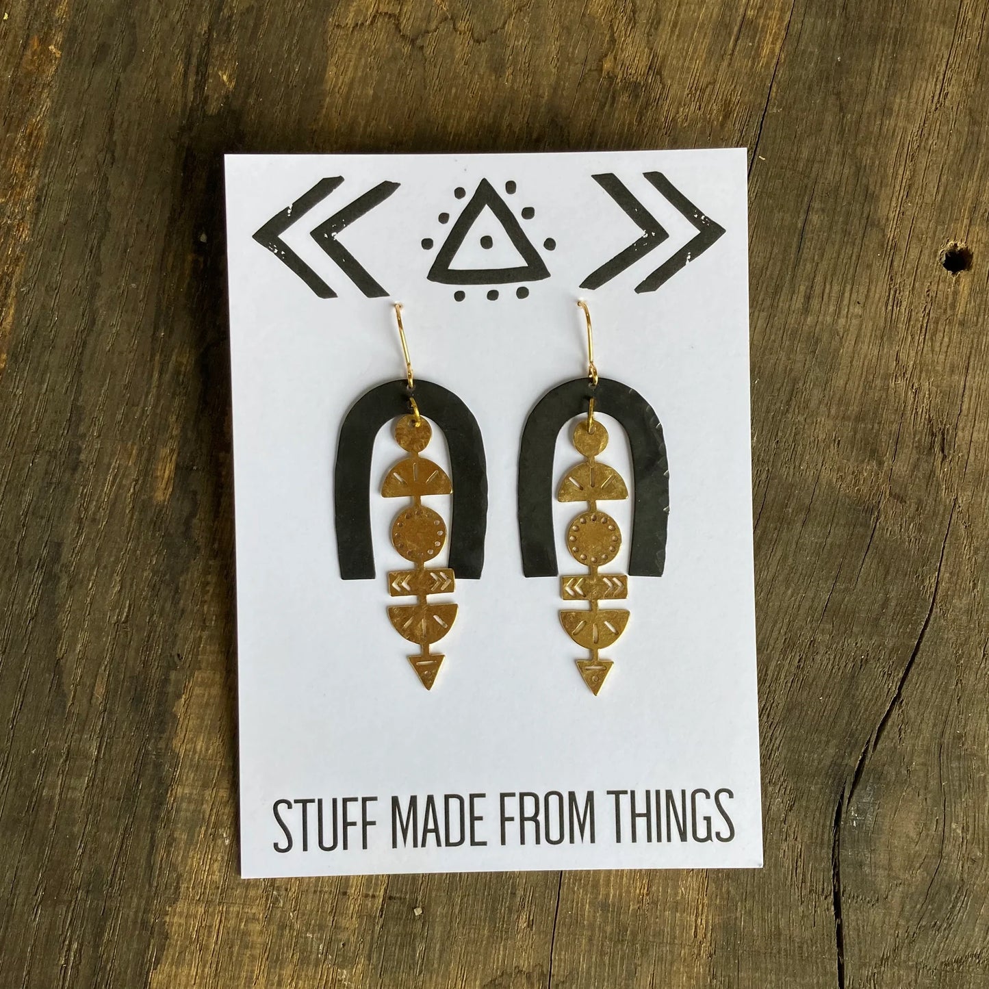 Lexicon Black and Brass Statement Earrings by Stuff Made From Things