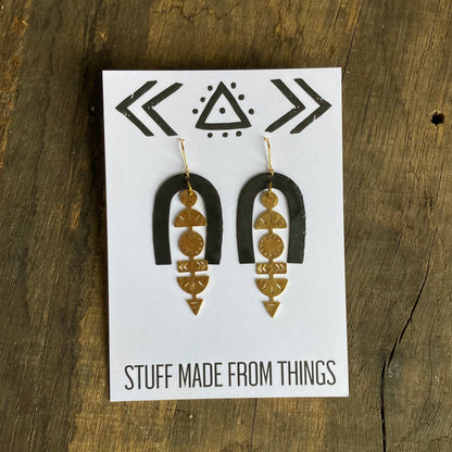 Lexicon Black and Brass Statement Earrings by Stuff Made From Things