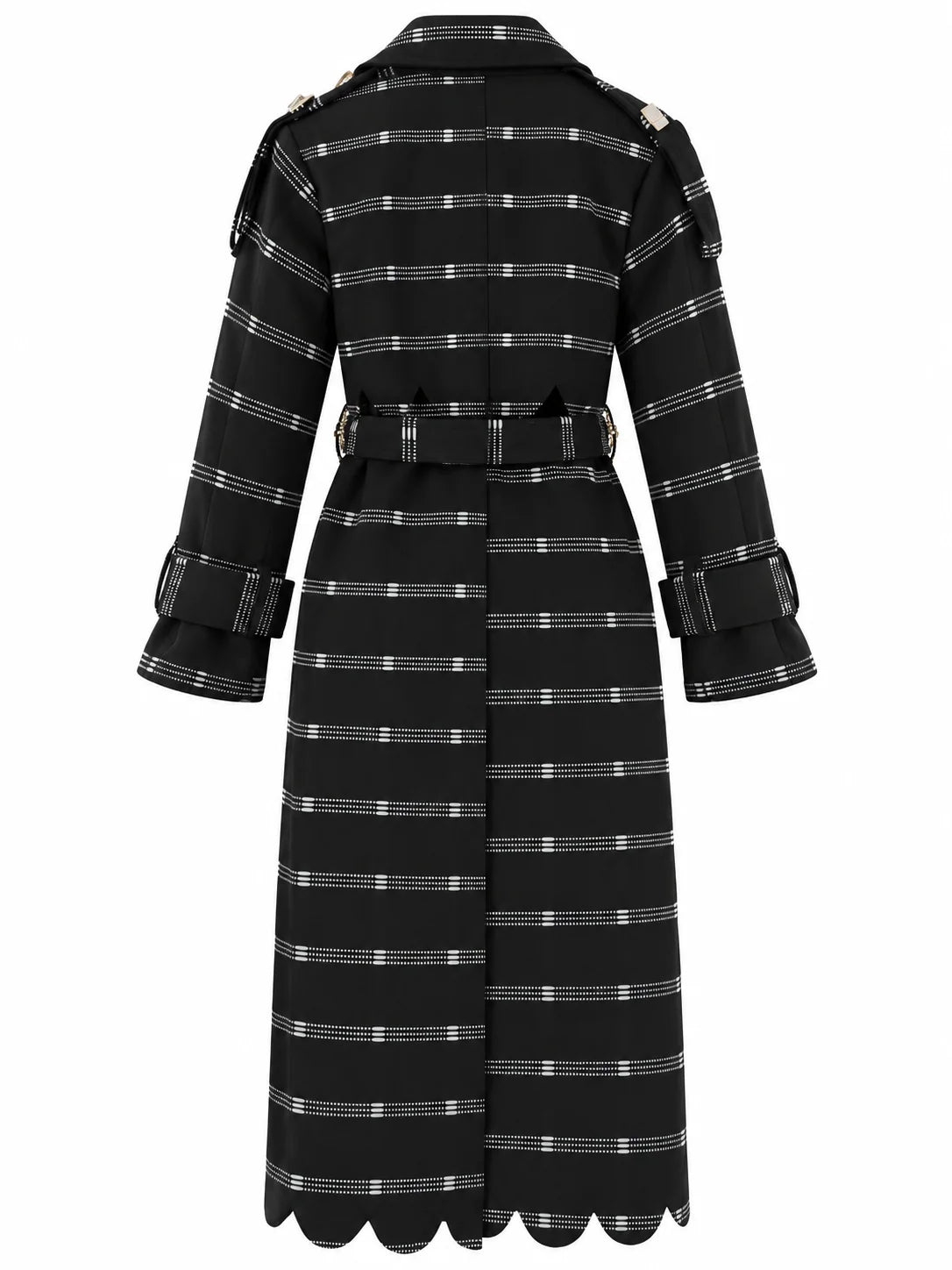 Vera Red Kente Long Trench Coat with Rhinestones and Batik Lining by Nyny Ryke