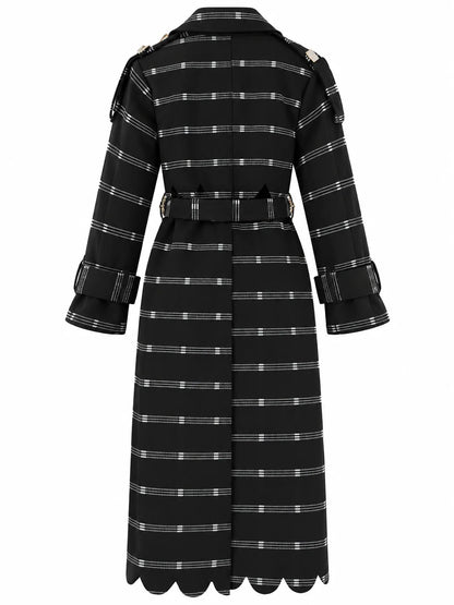 Vera Red Kente Long Trench Coat with Rhinestones and Batik Lining by Nyny Ryke