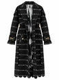 Vera Red Kente Long Trench Coat with Rhinestones and Batik Lining by Nyny Ryke