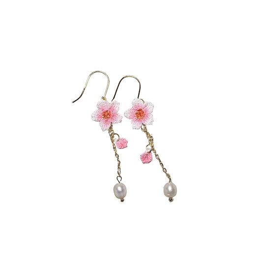 Cherry Blossom Micro Crotchet earrings by Miss Peachy