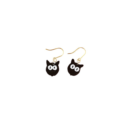 Black Cat Micro Crotchet earrings by Miss Peachy