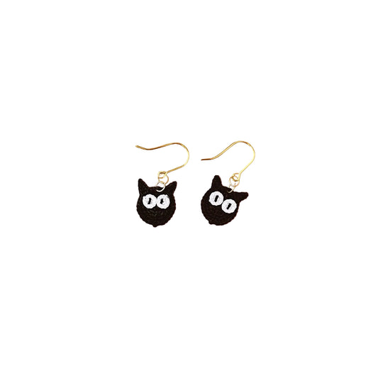 Black Cat Micro Crotchet earrings by Miss Peachy
