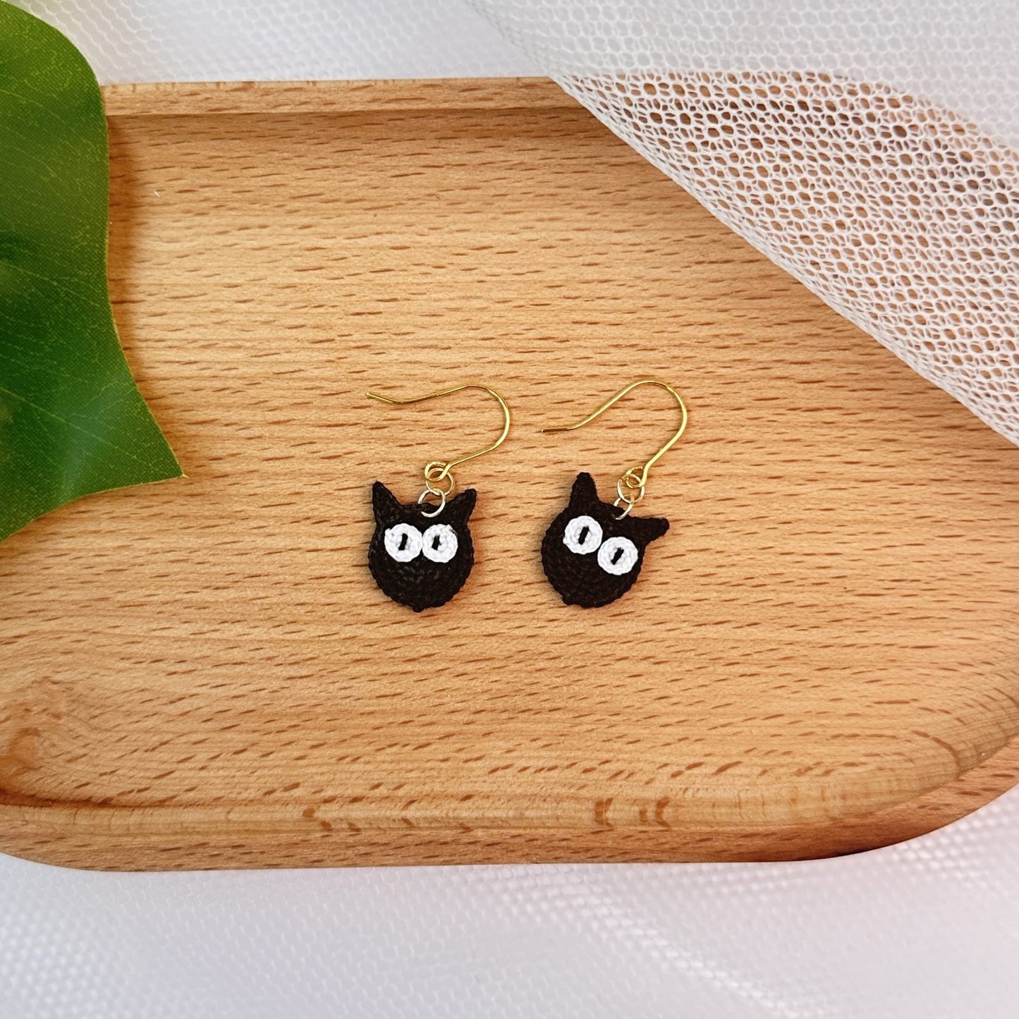 Black Cat Micro Crotchet earrings by Miss Peachy