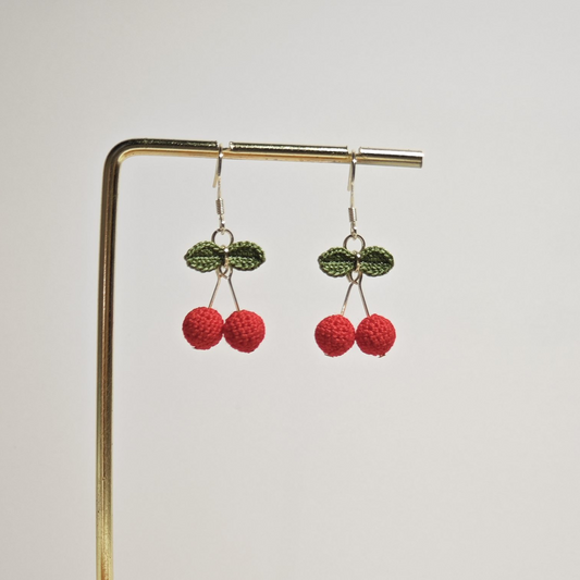 Cherry Micro Crotchet earrings by Miss Peachy