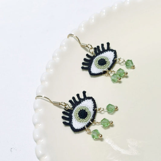 Eye Micro Crotchet earrings (light green) by Miss Peachy