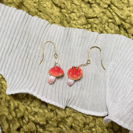 Mushroom Micro Crotchet earrings by Miss Peachy