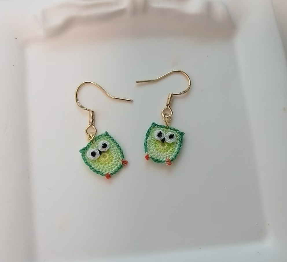 Owl Micro Crotchet earrings by Miss Peachy