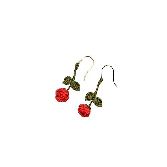 Rose Stem Micro Crotchet earrings by Miss Peachy