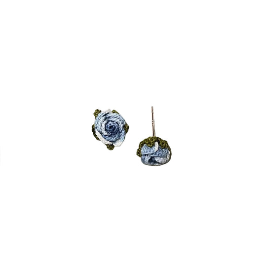 Blue Rose Micro Crochet studs by Miss Peachy