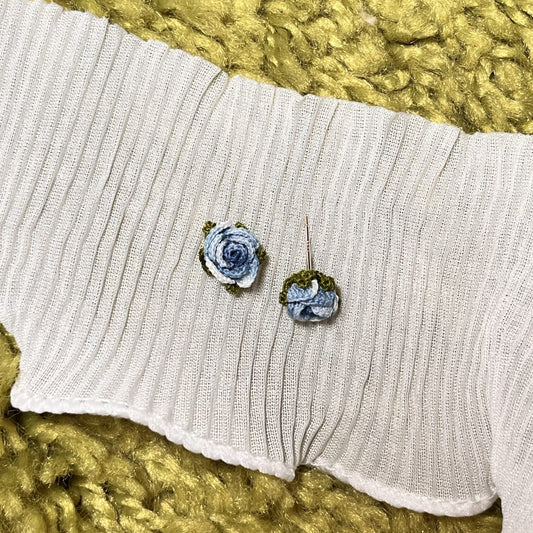 Blue Rose Micro Crochet studs by Miss Peachy