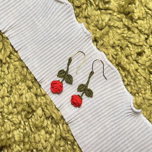Rose Stem Micro Crotchet earrings by Miss Peachy