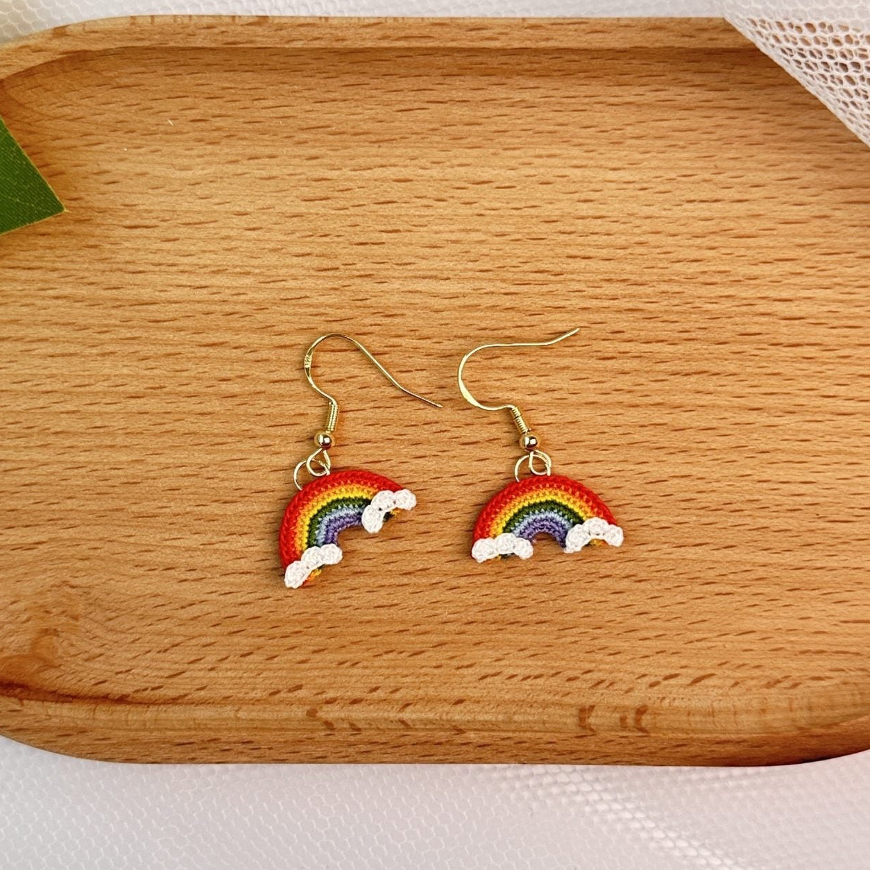Rainbow Micro Crotchet earrings by Miss Peachy