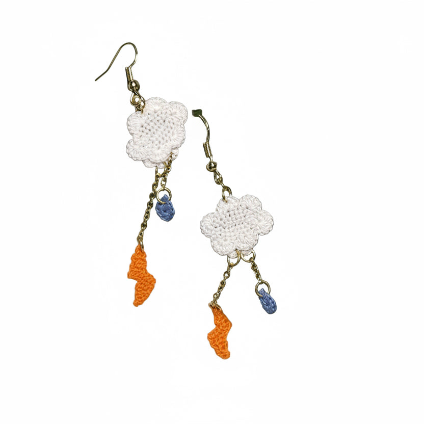 Rain Cloud Micro Crotchet earrings by Miss Peachy