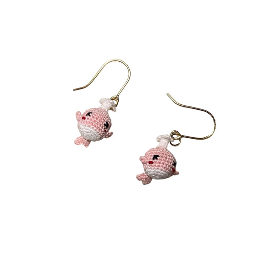 Little Pink Whale Micro Crochet earrings by Miss Peachy