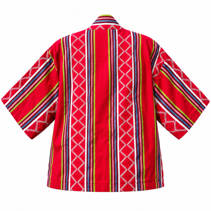 River Red Handwoven Kente Kimono with Batik Lining by Nyny Ryke