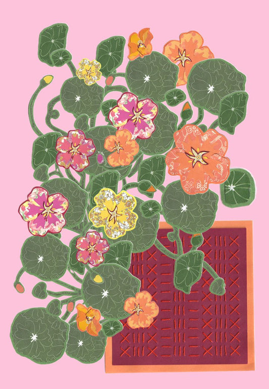 Nasturtium Collage Print by The Spring House Crafts