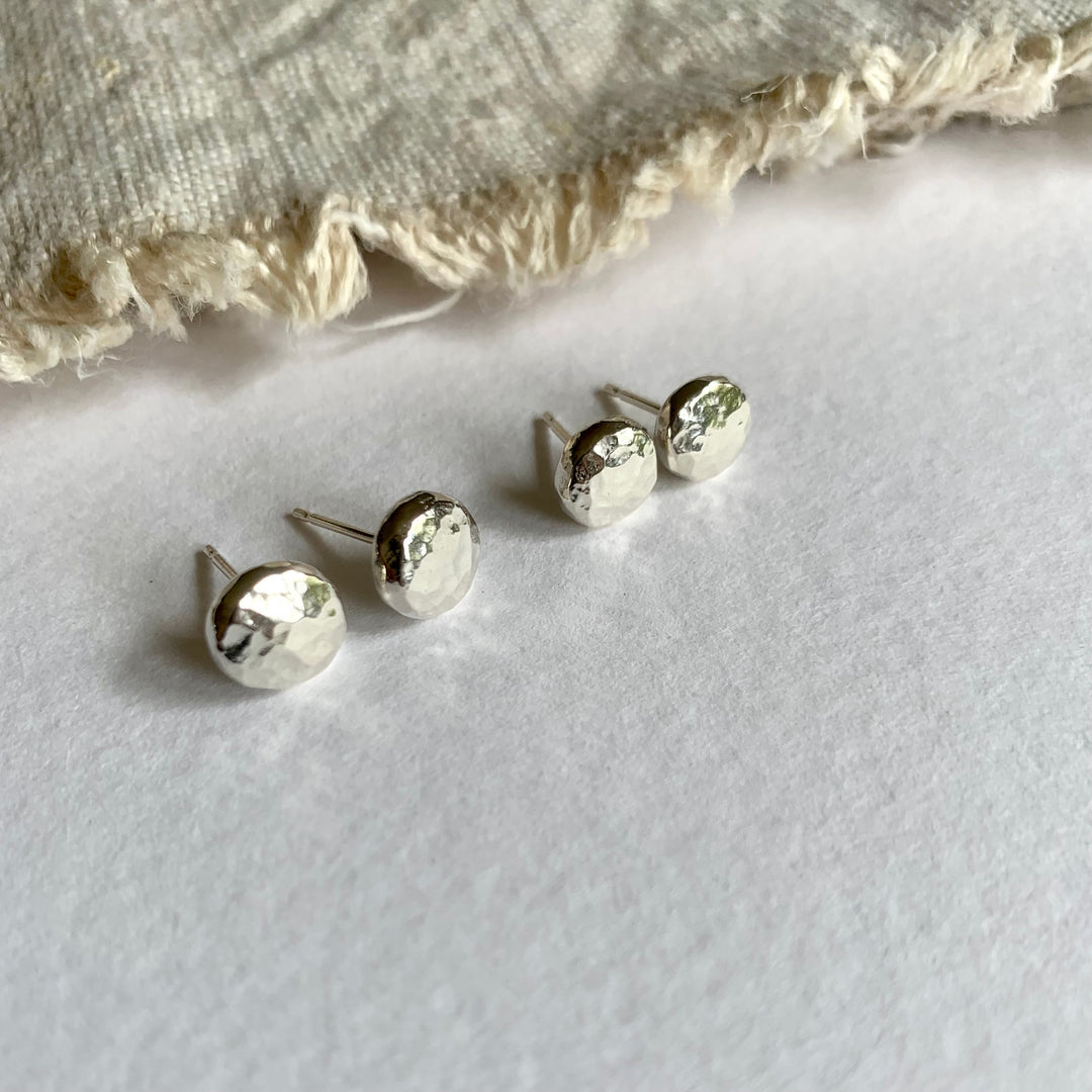 Round Silver Stud Earrings by Outline Jewellery