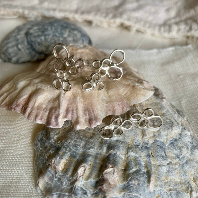 Seafoam Filigree Stud Earrings Silver by Outline Jewellery