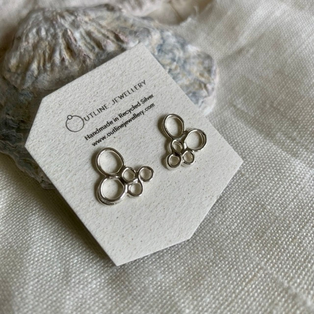 Seafoam Filigree Stud Earrings Silver by Outline Jewellery