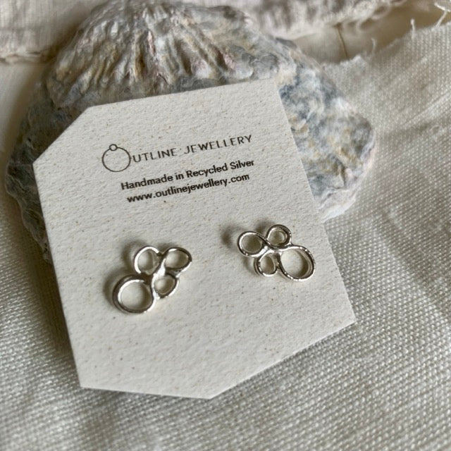 Seafoam Filigree Stud Earrings Silver by Outline Jewellery