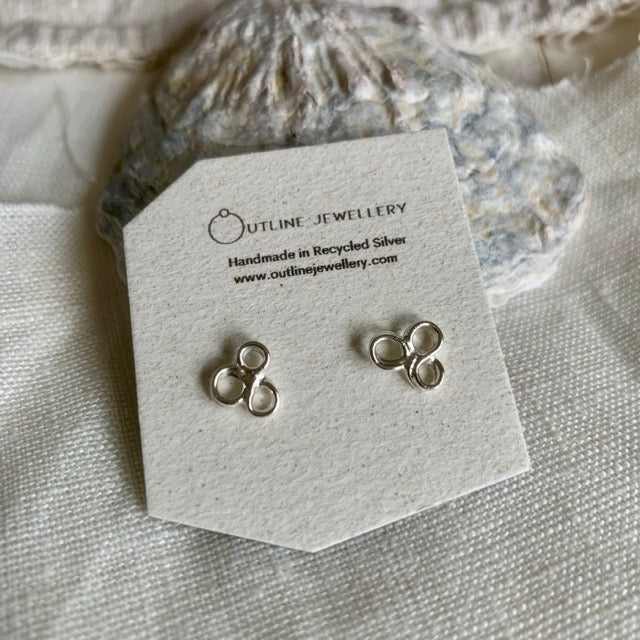 Seafoam Filigree Stud Earrings Silver by Outline Jewellery