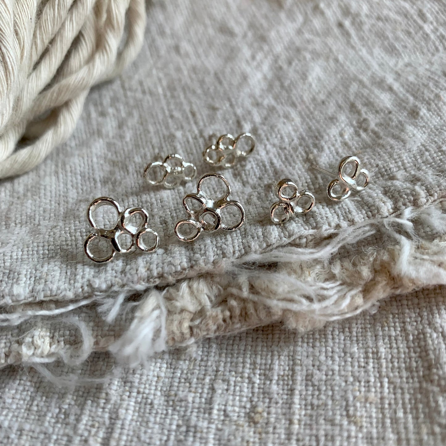 Seafoam Filigree Stud Earrings Silver by Outline Jewellery