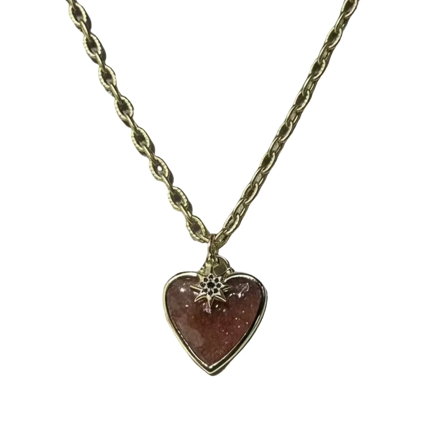 Necklace with a heart-shaped pendant on a white background