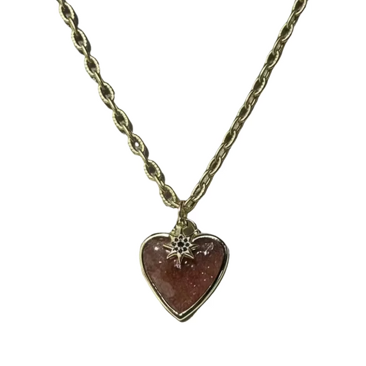 Necklace with a heart-shaped pendant on a white background