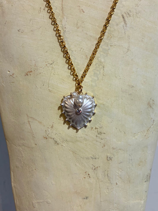 Pearl Heart Statement Necklace by Pom Di Pom