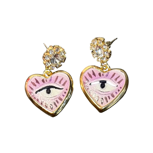 Heart Eyes Earrings Reworked Vintage by Pom di Pom