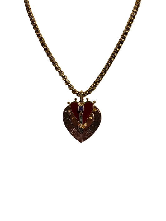 Heart-shaped pendant necklace on a mannequin bust