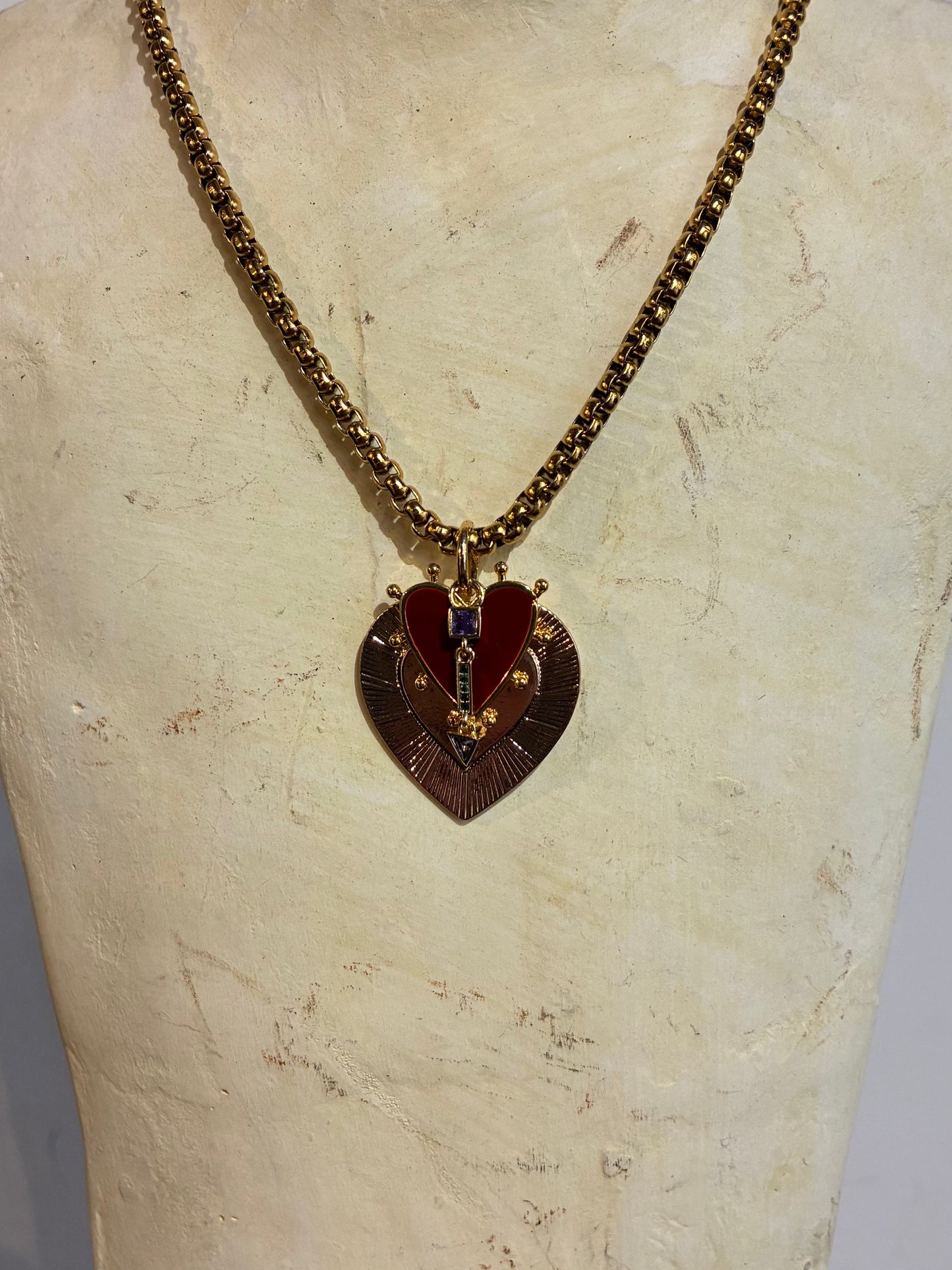 Sacred Heart Statement Necklace by Pom Di Pom