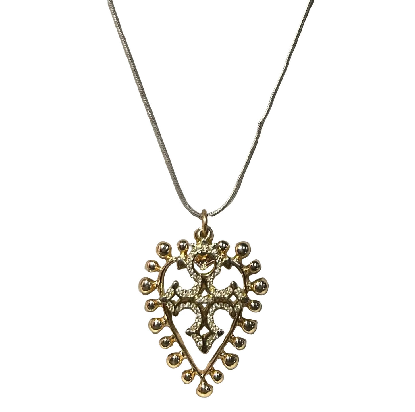 Heart and Cross Pendant Necklace by Pom Di Pom