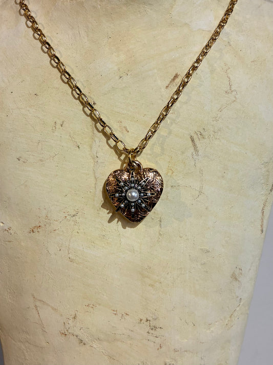 Embellished Heart Statement Necklace by Pom Di Pom