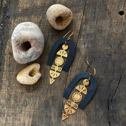 Lexicon Black and Brass Statement Earrings by Stuff Made From Things