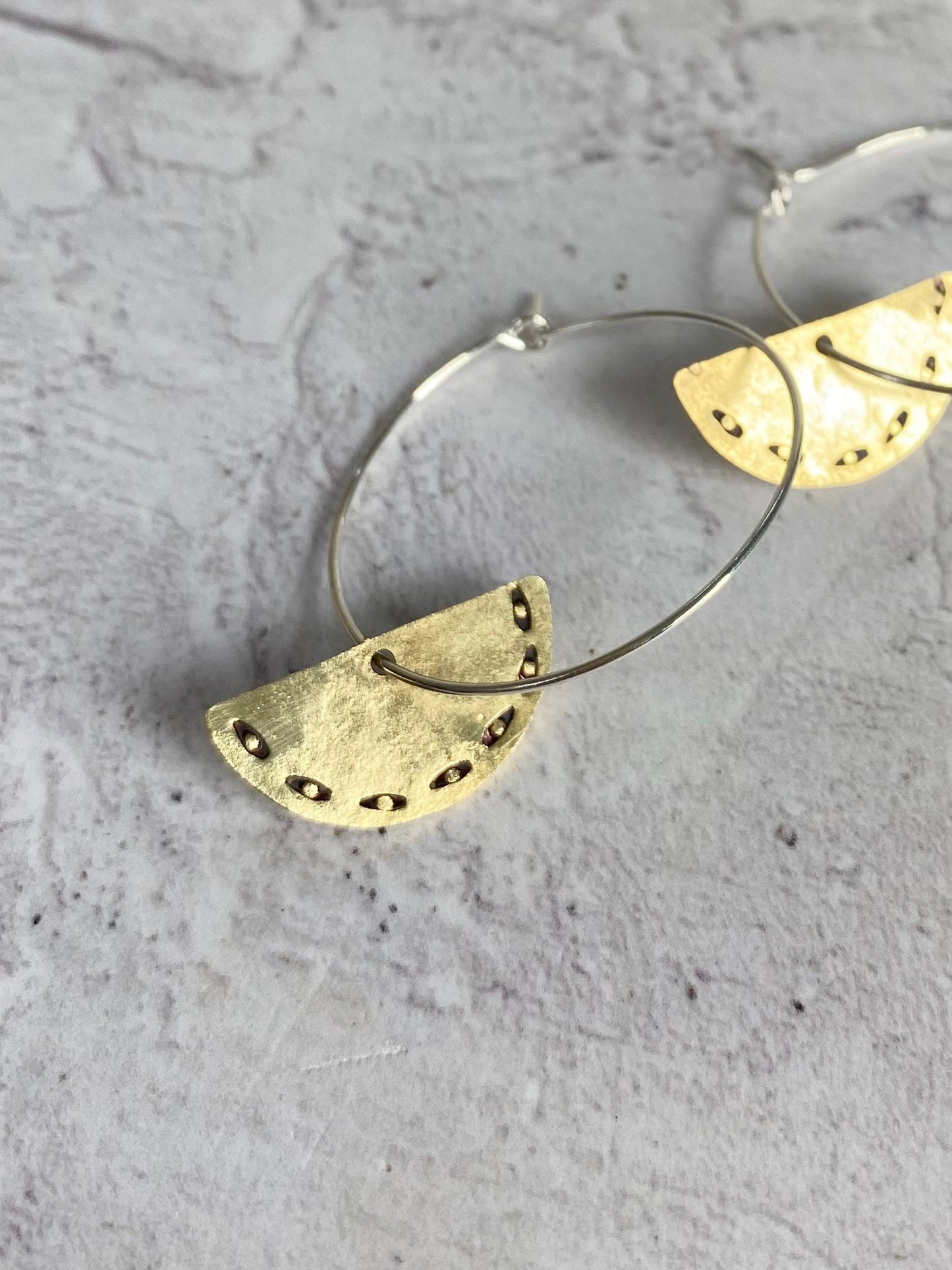 Omma Raw Brass Semicircle Simple Hoop Earrings