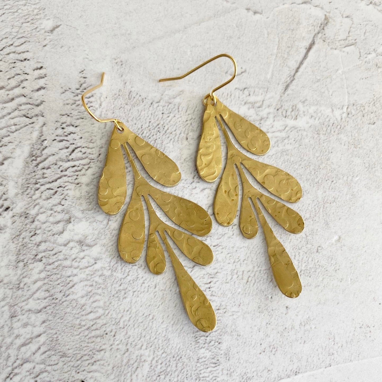 Seaweed Hammered Brass Earrings by Stuff Made from Things