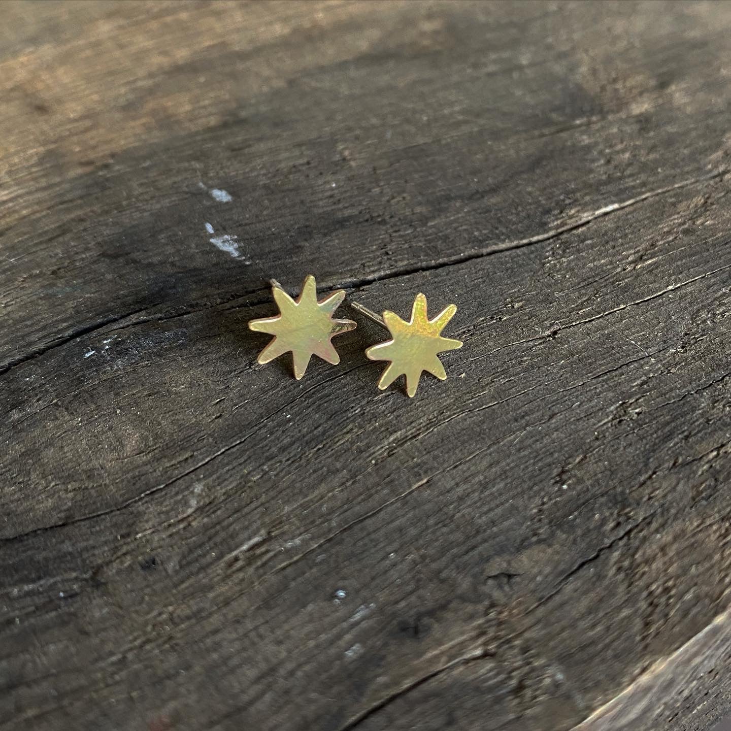 Sun Star raw brass studs - by Stuff Made From Things