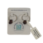 Sterling silver hoop earrings with small brown seaglass tips.