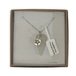 A frosted piece of glass collected from Cornwall, paired with a sterling silver starfish hung on a sterling silver 18 inch belcher chain.