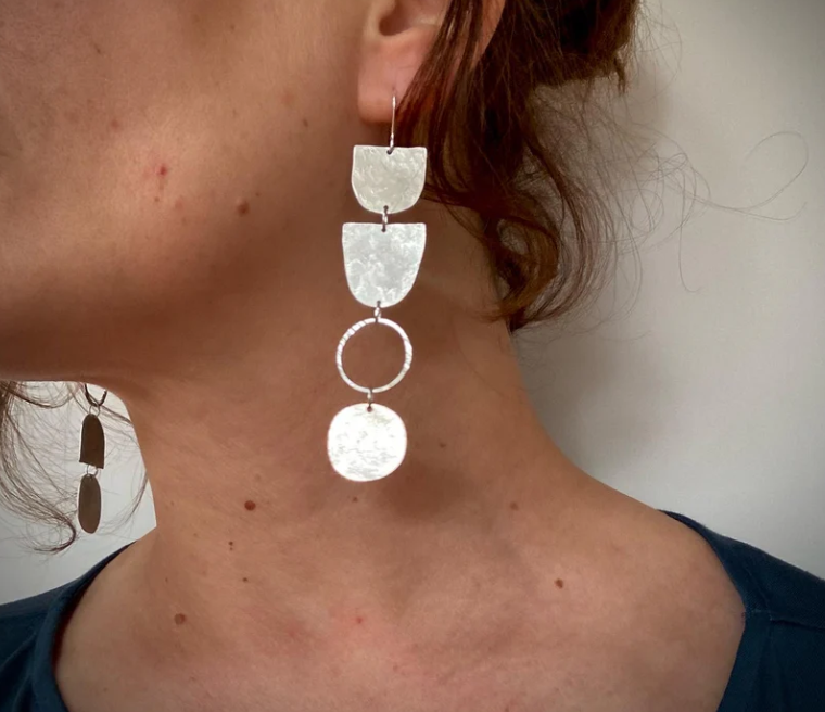FORM Long aluminium geometric earrings inspired by the work of Cornish artist Terry Frost - by Stuff Made From Things