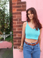 Knitted Crop Tops in Reclaimed Bouclé Yarn by Dot Knits
