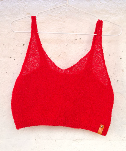 Knitted Crop Tops in Reclaimed Bouclé Yarn by Dot Knits