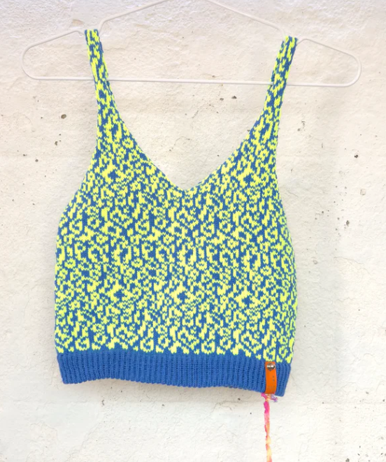 Patterned Knitted Crop Tops in Reclaimed Acrylic Yarn by Dot Knits